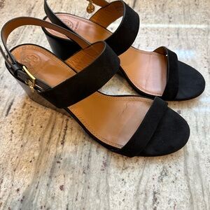 Tory Burch Black Wedge Sandals mini Benton